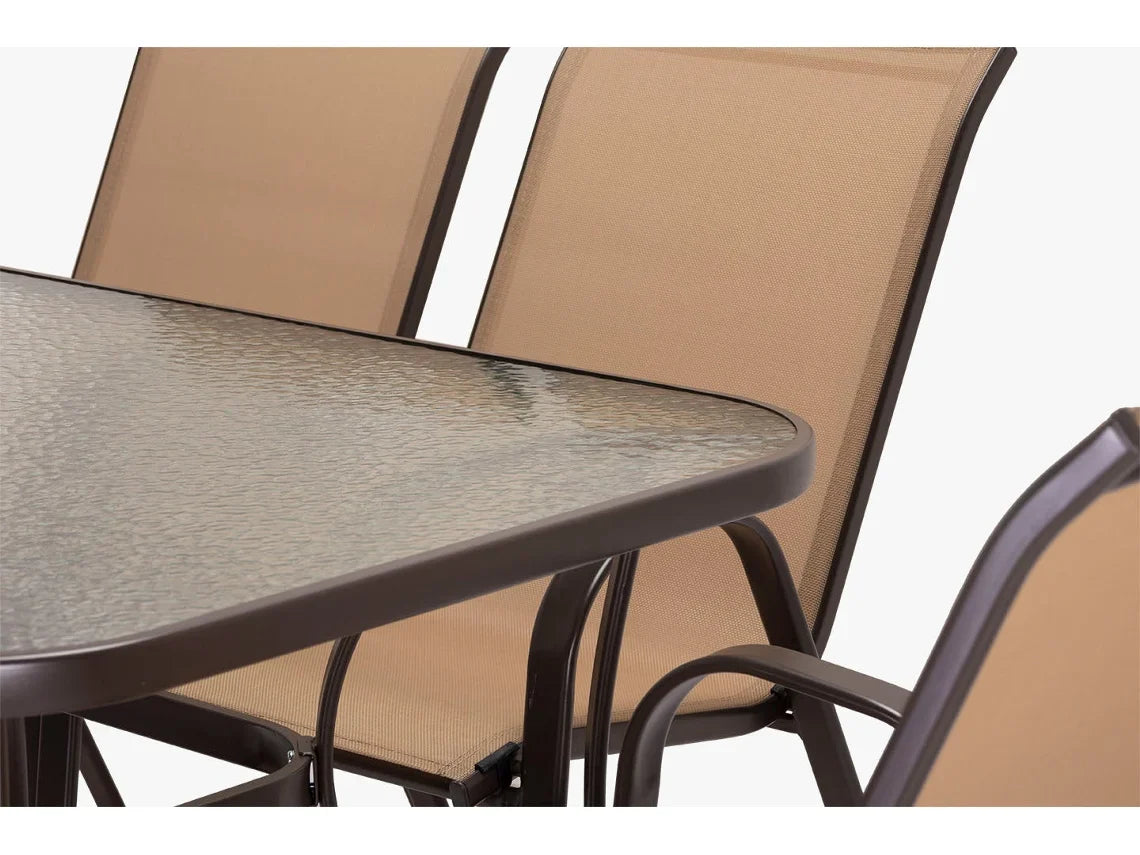 Mesa de Vidro Temperado Hc + 6 Cadeiras. Móveis De Jardim E Terraço, M