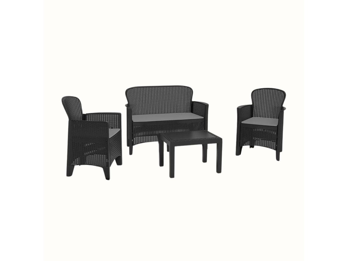 Conjunto de Jardim Jungle Antracite IPAE PROGARDEN (2 Cadeirões + 1 So