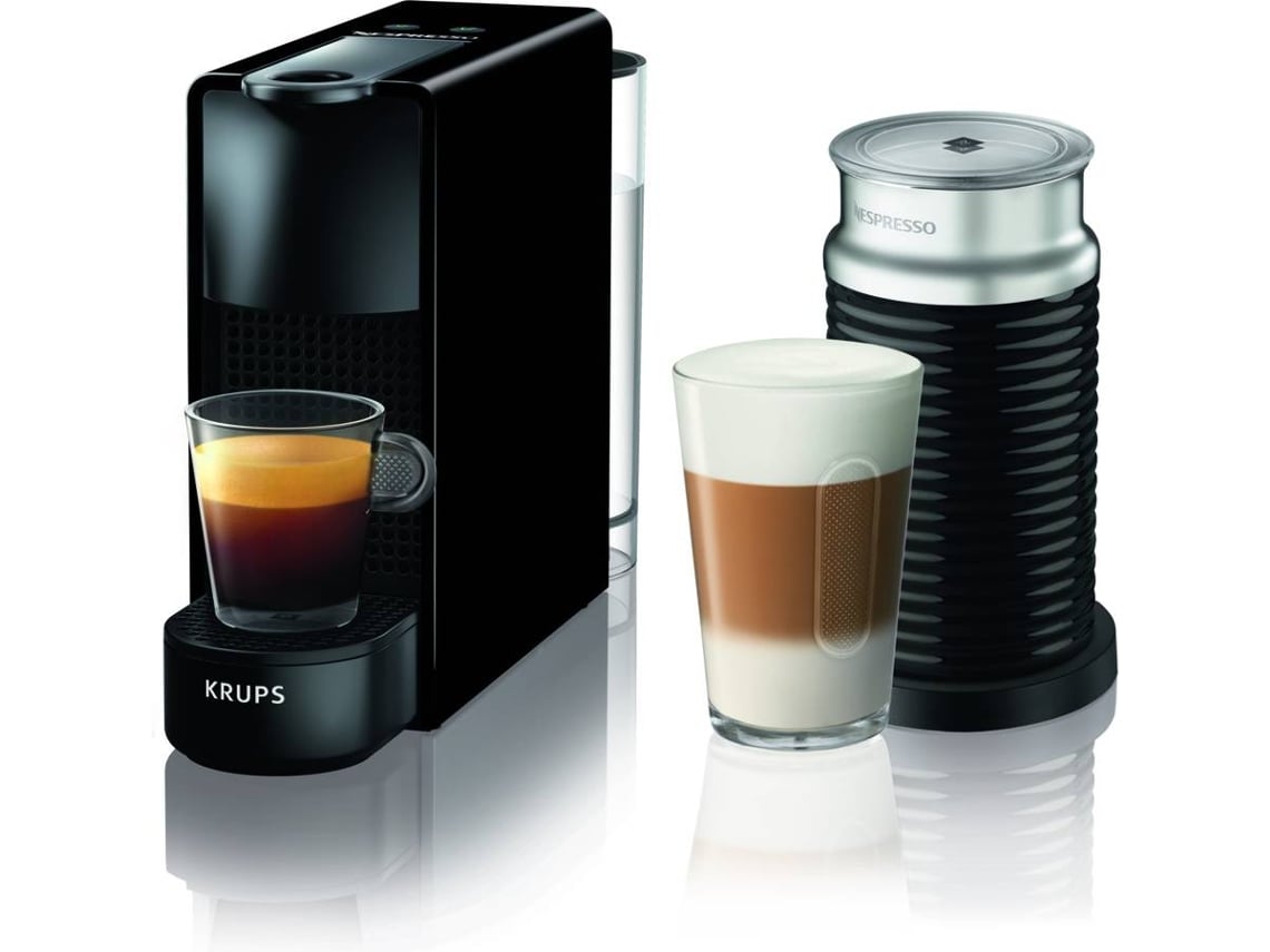Máquina de Café KRUPS Nespresso Essenza Mini XN1118P2 Preto + Batedor de Leite Nespresso Aeroccino